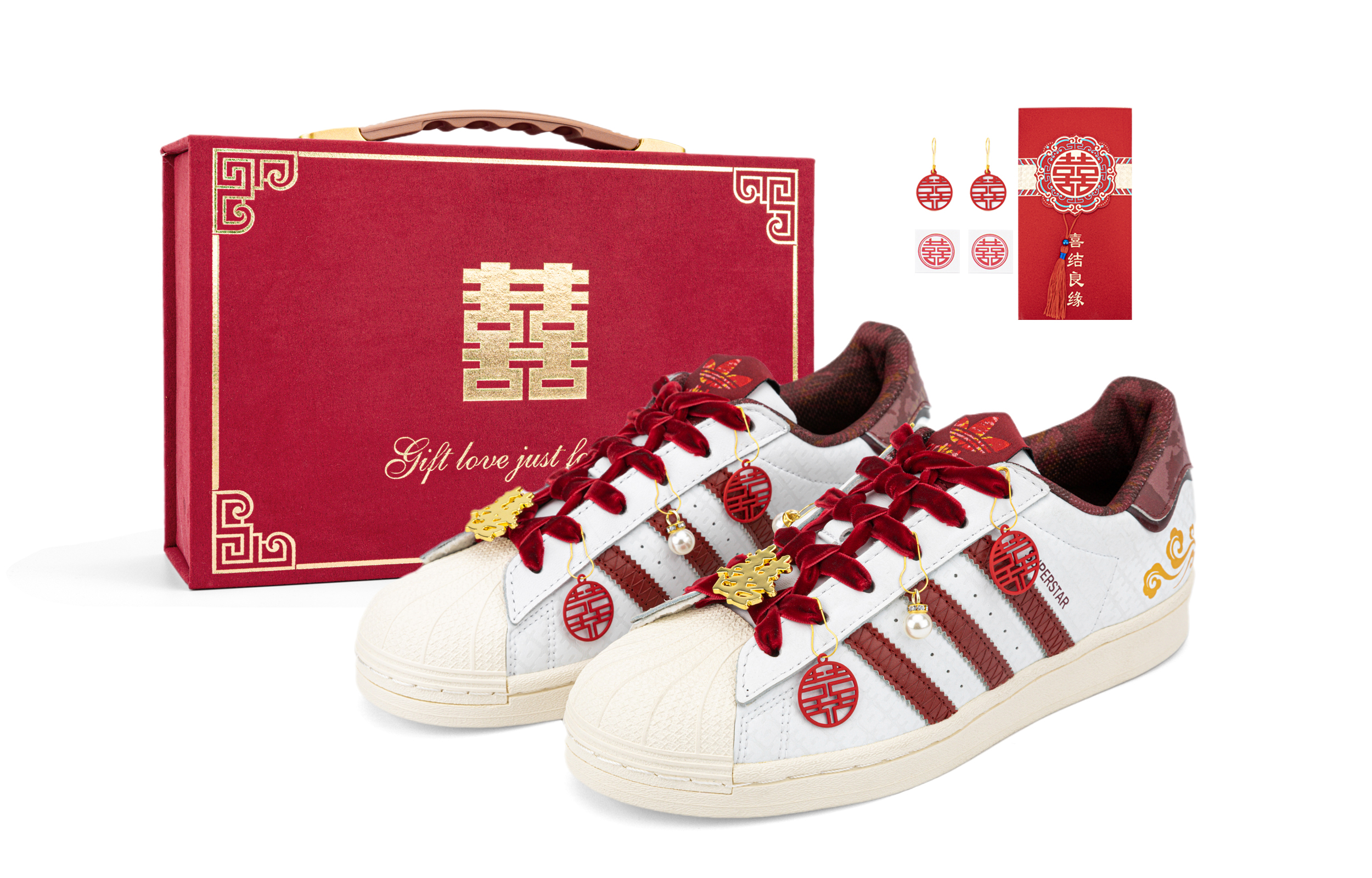 Buy [Sepatu Kustom] adidas Originals Superstar 'Wedding Merah-Putih' IF2577(Team18-蝴蝶结婚鞋囍SBOX)