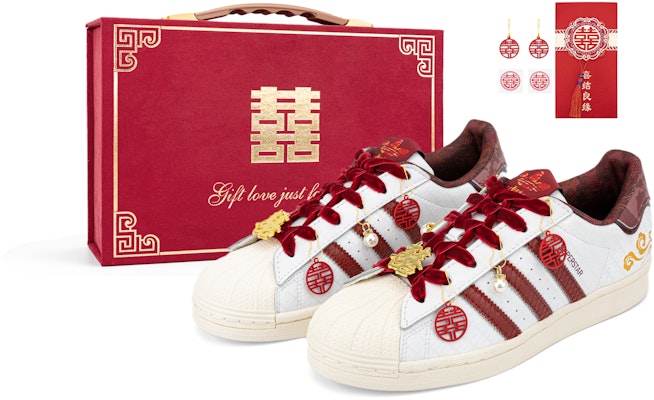 【訂製球鞋】adidas originals SUPERSTAR 婚禮鞋 秀禾 國風 手繪 祥雲 永結同心 潮流舒適 低筒 板鞋 男女同款 紅白 Buy 【訂製球鞋】adidas originals SUPERSTAR 婚禮鞋 秀禾 國風 手繪 祥雲 永結同心 潮流舒適 低筒 板鞋 男女同款 紅白