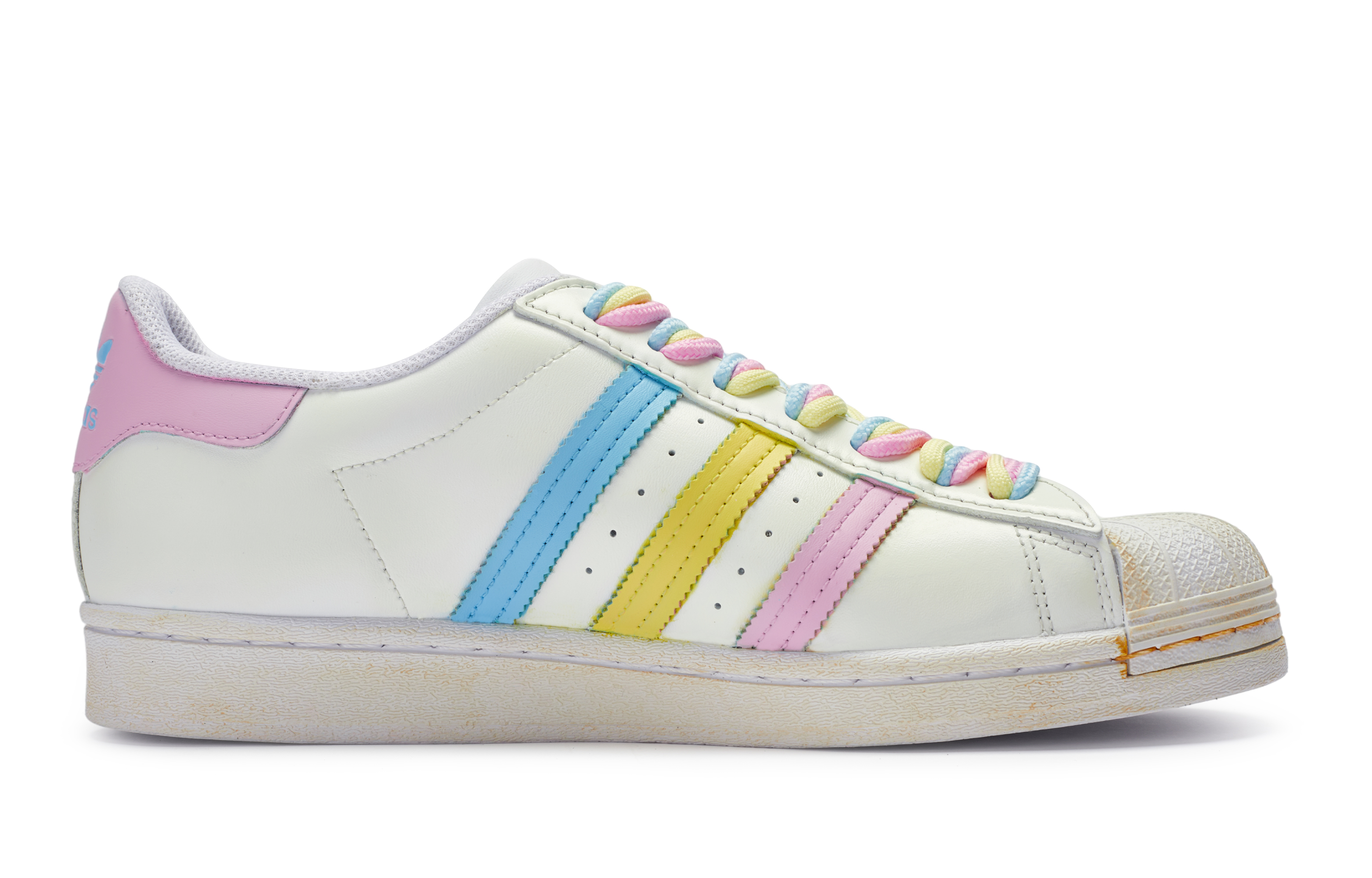Lookbook 【客製球鞋】adidas originals Superstar 牛角尖 扭扭彩虹 雲朵 舒適 低筒 板鞋 男女款 白粉藍黃