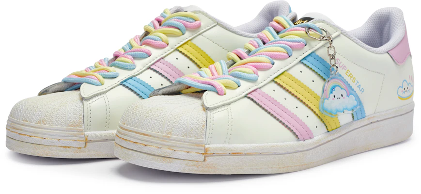 【客製球鞋】adidas originals Superstar 牛角尖 扭扭彩虹 雲朵 舒適 低筒 板鞋 男女款 白粉藍黃 Shop 【客製球鞋】adidas originals Superstar 牛角尖 扭扭彩虹 雲朵 舒適 低筒 板鞋 男女款 白粉藍黃