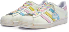 Shop 【客製球鞋】adidas originals Superstar 牛角尖 扭扭彩虹 雲朵 舒適 低筒 板鞋 男女款 白粉藍黃
