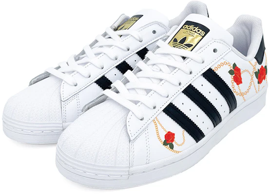 아디다스 오리지널 슈퍼스타 '흰/검/빨' (커스텀) EG4958(Team2-链条玫瑰-) Lookbook 아디다스 오리지널 슈퍼스타 '흰/검/빨' (커스텀) EG4958(Team2-链条玫瑰-)