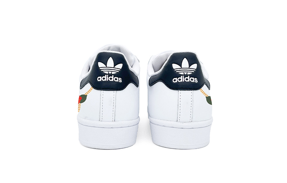 Shop [カスタムシューズ] アディダス オリジナルス スーパースター '白 黒 赤' EG4958(Team2-链条玫瑰-)