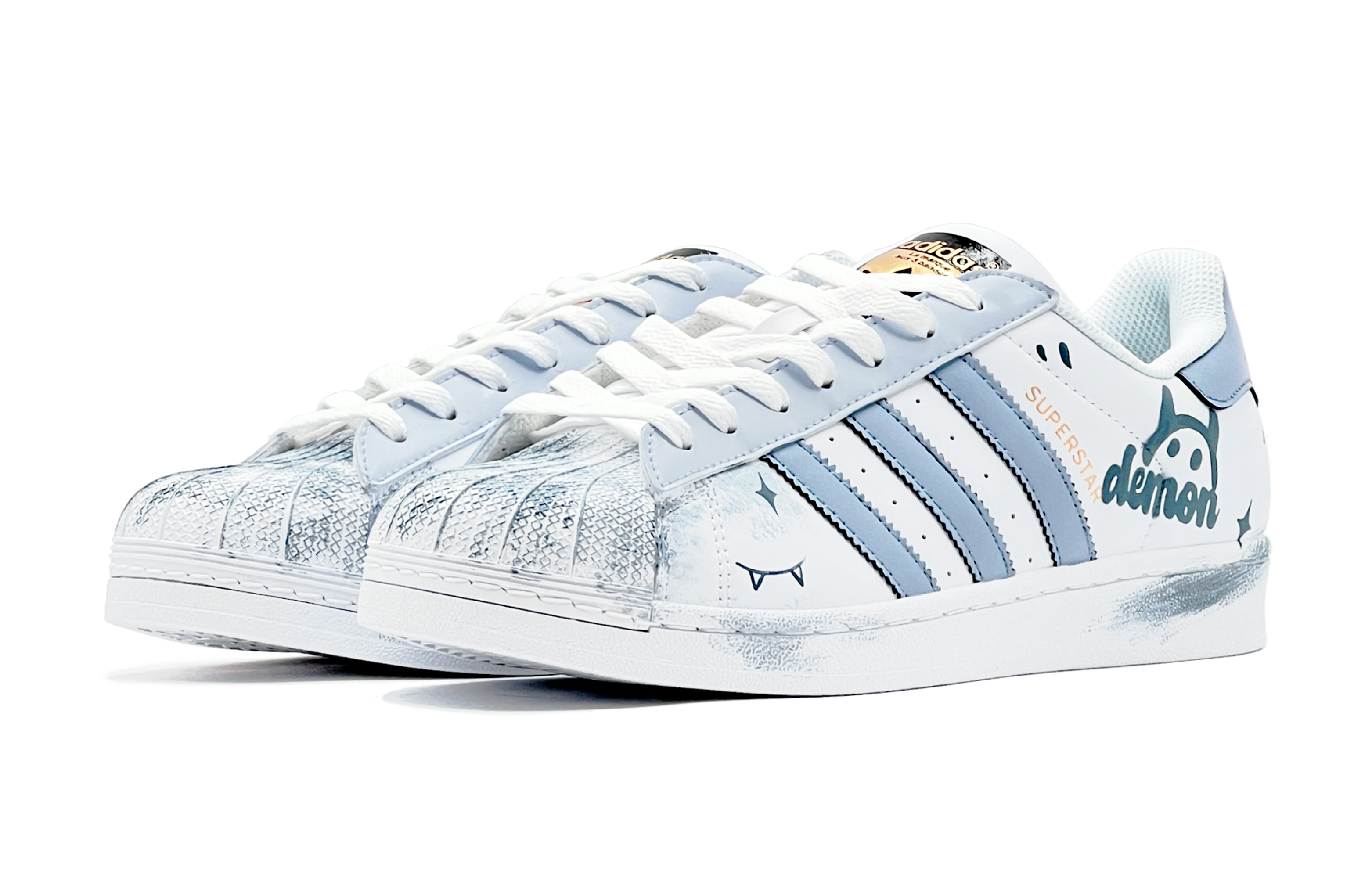 Lookbook 【定製球鞋】 adidas originals Superstar 萌趣小怪獸 特殊鞋盒 低幫 板鞋 男女同款 藍白