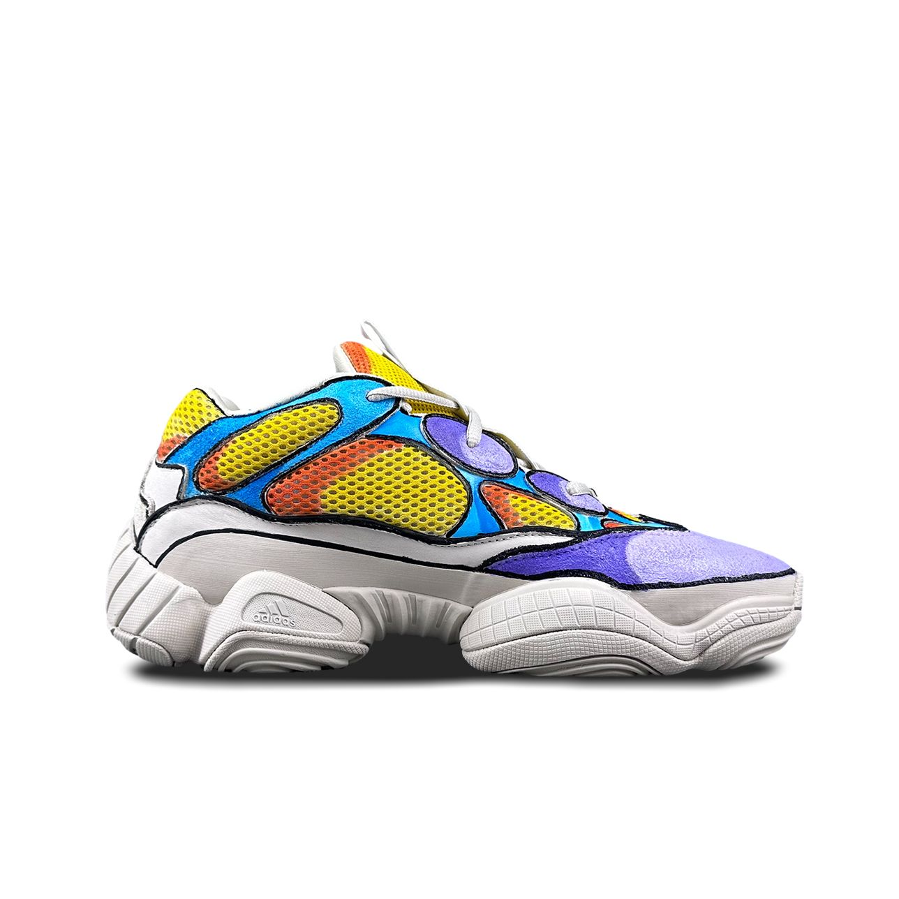 Order 【訂製球鞋】adidas originals Yeezy 500 動漫二次元 塗鴉 手繪 低幫 老爹鞋 男女同款 紫黃