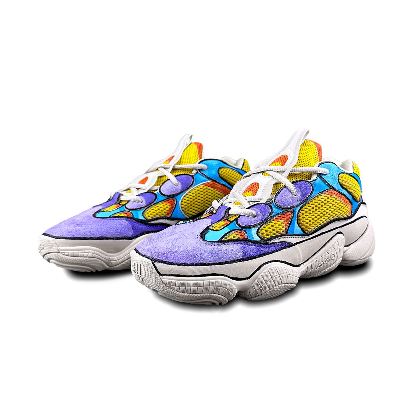 Lookbook 【訂製球鞋】adidas originals Yeezy 500 動漫二次元 塗鴉 手繪 低幫 老爹鞋 男女同款 紫黃