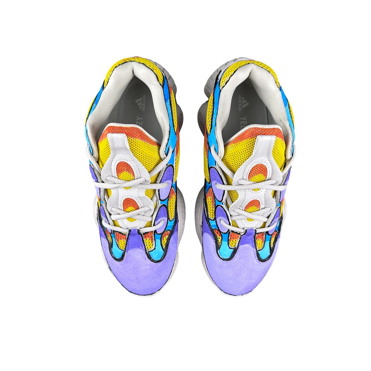 Shop 【訂製球鞋】adidas originals Yeezy 500 動漫二次元 塗鴉 手繪 低幫 老爹鞋 男女同款 紫黃