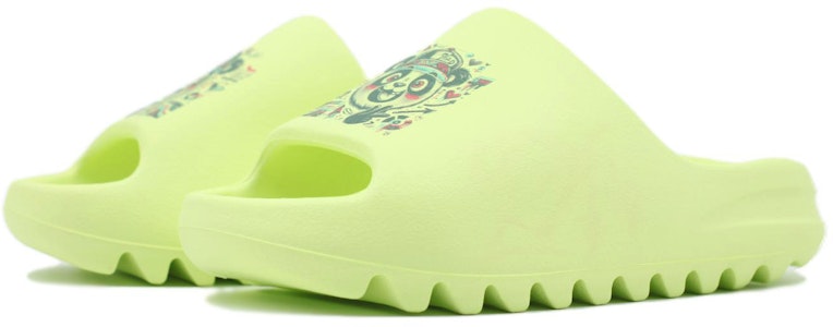 【客製球鞋】adidas originals Yeezy Slide 球場藝術家 嘻哈熊貓 卡通一字拖鞋 男女同款 蘋果綠 Shop 【客製球鞋】adidas originals Yeezy Slide 球場藝術家 嘻哈熊貓 卡通一字拖鞋 男女同款 蘋果綠