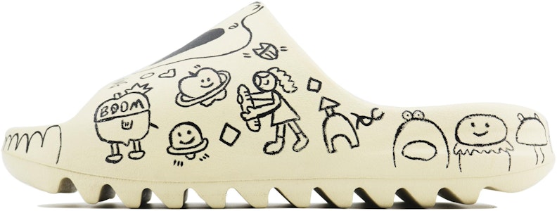 【客製化球鞋】 adidas originals Yeezy Slide 夏日塗鴉 SDS 手繪 卡通 休閒家居 流行街頭拖鞋 男女款 米色 Order 【客製化球鞋】 adidas originals Yeezy Slide 夏日塗鴉 SDS 手繪 卡通 休閒家居 流行街頭拖鞋 男女款 米色