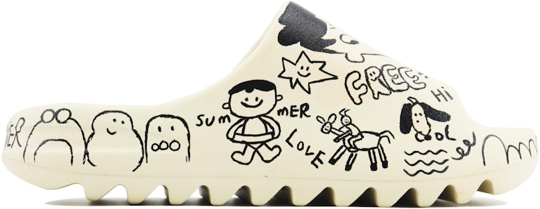 【客製化球鞋】 adidas originals Yeezy Slide 夏日塗鴉 SDS 手繪 卡通 休閒家居 流行街頭拖鞋 男女款 米色 Lookbook 【客製化球鞋】 adidas originals Yeezy Slide 夏日塗鴉 SDS 手繪 卡通 休閒家居 流行街頭拖鞋 男女款 米色