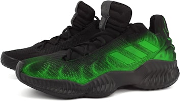 【訂製球鞋】adidas Pro Bounce 2018 通靈蜘蛛 火焰 漸變 噴繪 減震防滑耐磨 低筒 籃球鞋 男款 黑綠 Shop 【訂製球鞋】adidas Pro Bounce 2018 通靈蜘蛛 火焰 漸變 噴繪 減震防滑耐磨 低筒 籃球鞋 男款 黑綠
