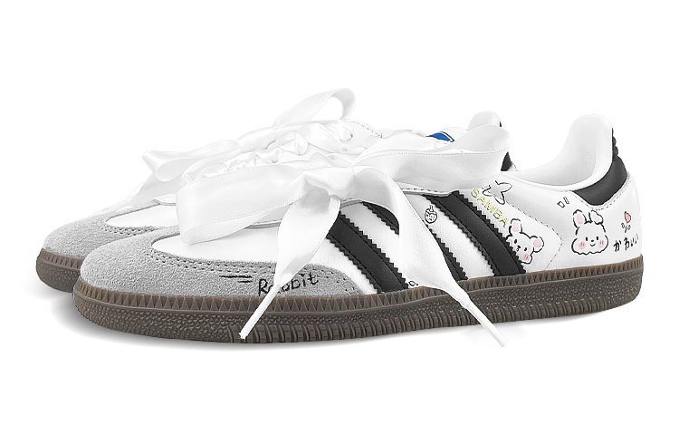 [Custom Shoes] adidas Samba 'Ballet Rabbit Black White Pink' 圖 4