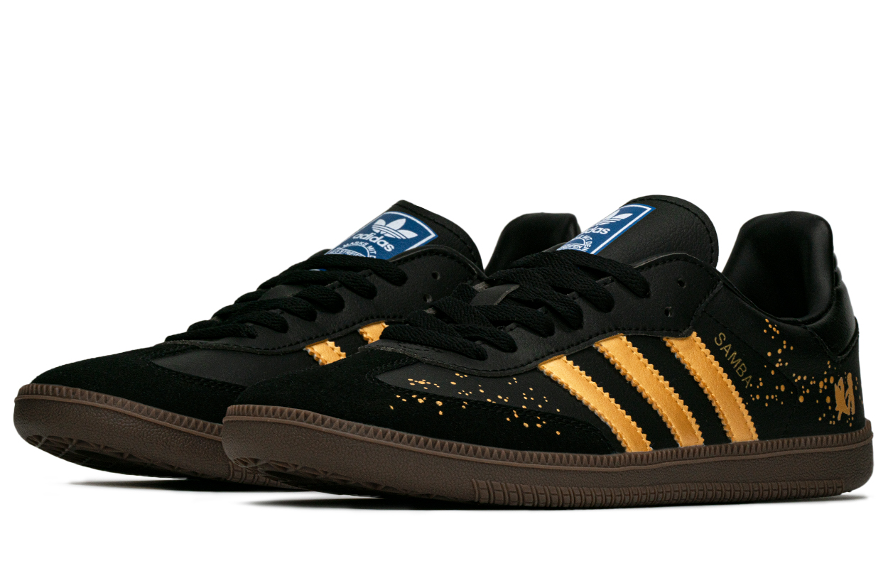 Shop [Kasot Adat] adidas Samba 'Kotak Hadiah Percikan Emas Hitam' B75807(TeamA-财源滚滚S-BOX)