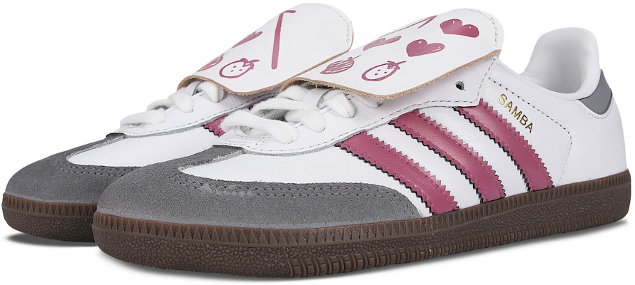 【客製球鞋】adidas originals Samba 愛心草莓 織物合成皮 翻蓋鞋舌 潮流 防滑耐磨輕便 低筒 板鞋 男女同款 白灰粉 Shop 【客製球鞋】adidas originals Samba 愛心草莓 織物合成皮 翻蓋鞋舌 潮流 防滑耐磨輕便 低筒 板鞋 男女同款 白灰粉