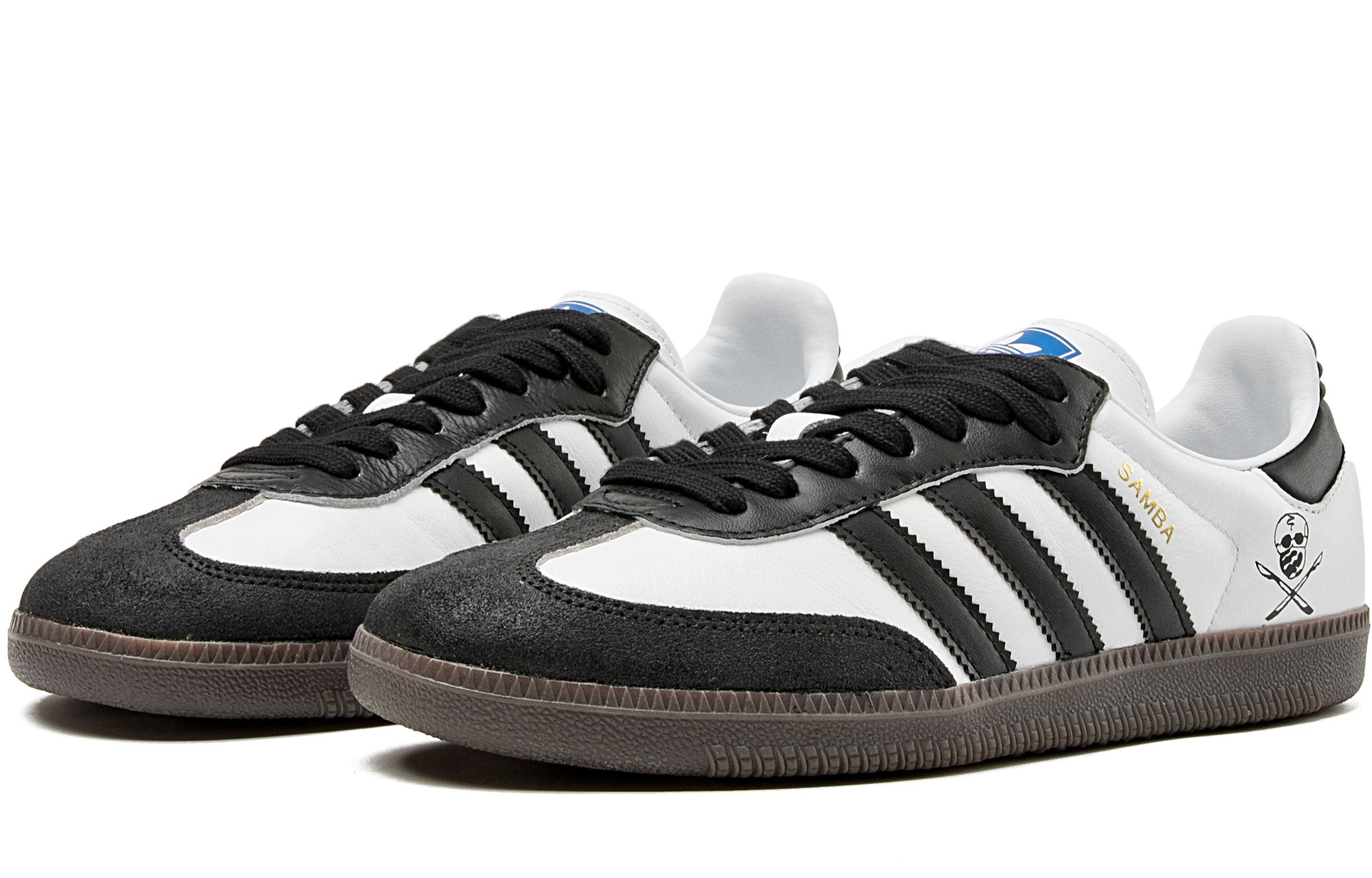 Shop 아디다스 삼바 '화이트-블랙' 커스텀 슈즈 B75806(TEAM55-海盗白黑)