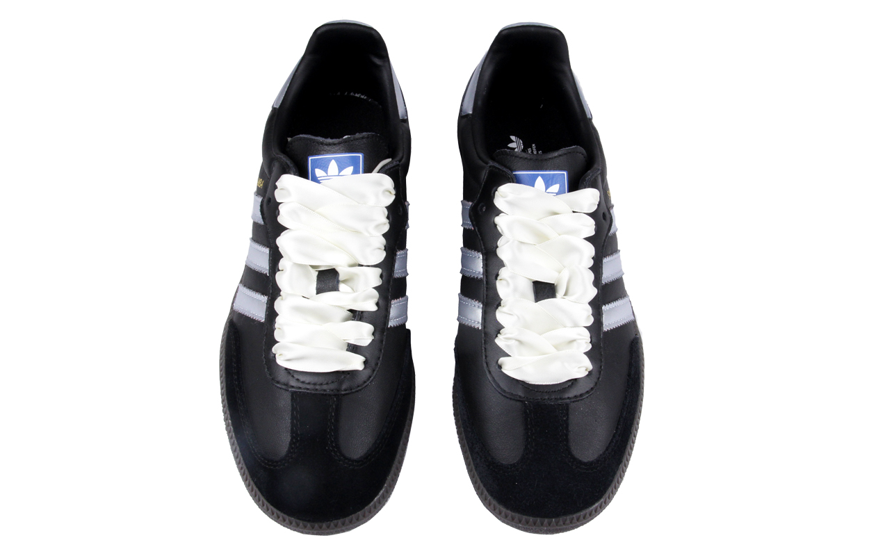 Shop [Custom Shoes] adidas Samba OG 'Black Silver Silk Laces'