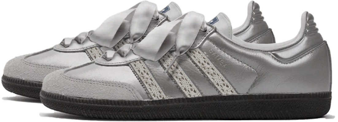 【訂製球鞋】 adidas originals Samba OG 德訓 月光銀刻 千禧 芭蕾風 優雅 蕾絲花邊 絲綢鞋帶 耐磨 低筒 板鞋 男女同款 銀色 Shop 【訂製球鞋】 adidas originals Samba OG 德訓 月光銀刻 千禧 芭蕾風 優雅 蕾絲花邊 絲綢鞋帶 耐磨 低筒 板鞋 男女同款 銀色