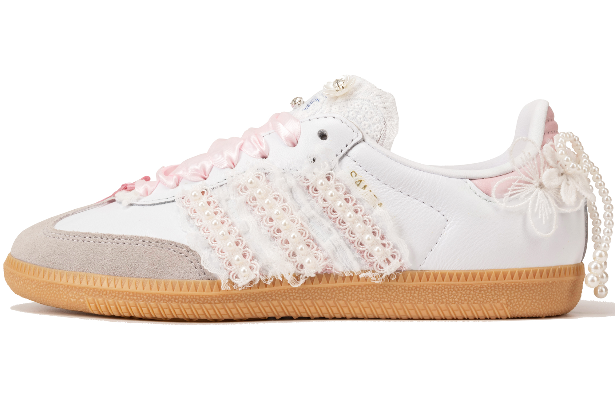 Buy 【訂製球鞋】 adidas Samba Og 珍珠緞帶 芭蕾風格 女孩 時尚 防滑 板鞋 粉白男女款