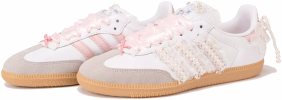 【訂製球鞋】 adidas Samba Og 珍珠緞帶 芭蕾風格 女孩 時尚 防滑 板鞋 粉白男女款 Shop 【訂製球鞋】 adidas Samba Og 珍珠緞帶 芭蕾風格 女孩 時尚 防滑 板鞋 粉白男女款
