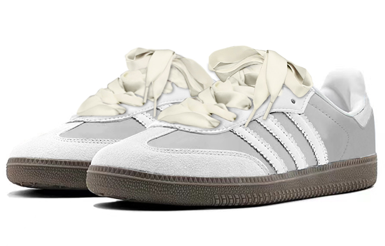 Lookbook [Sepatu Custom] adidas Samba OG 'Perak Putih Abu-abu' B75806(TeamY-男女款雾霾芭蕾白灰)
