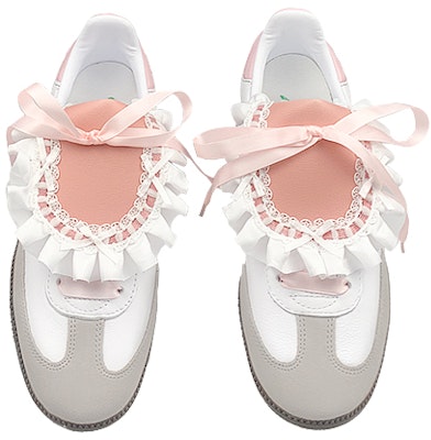 【客製化球鞋】adidas originals Samba OG 春之訊息 草莓蛋糕 翻蓋鞋舌 雪紡花邊蕾絲 蝴蝶結 逃生日記 低筒 板鞋 男女皆宜 粉白色 Purchase 【客製化球鞋】adidas originals Samba OG 春之訊息 草莓蛋糕 翻蓋鞋舌 雪紡花邊蕾絲 蝴蝶結 逃生日記 低筒 板鞋 男女皆宜 粉白色