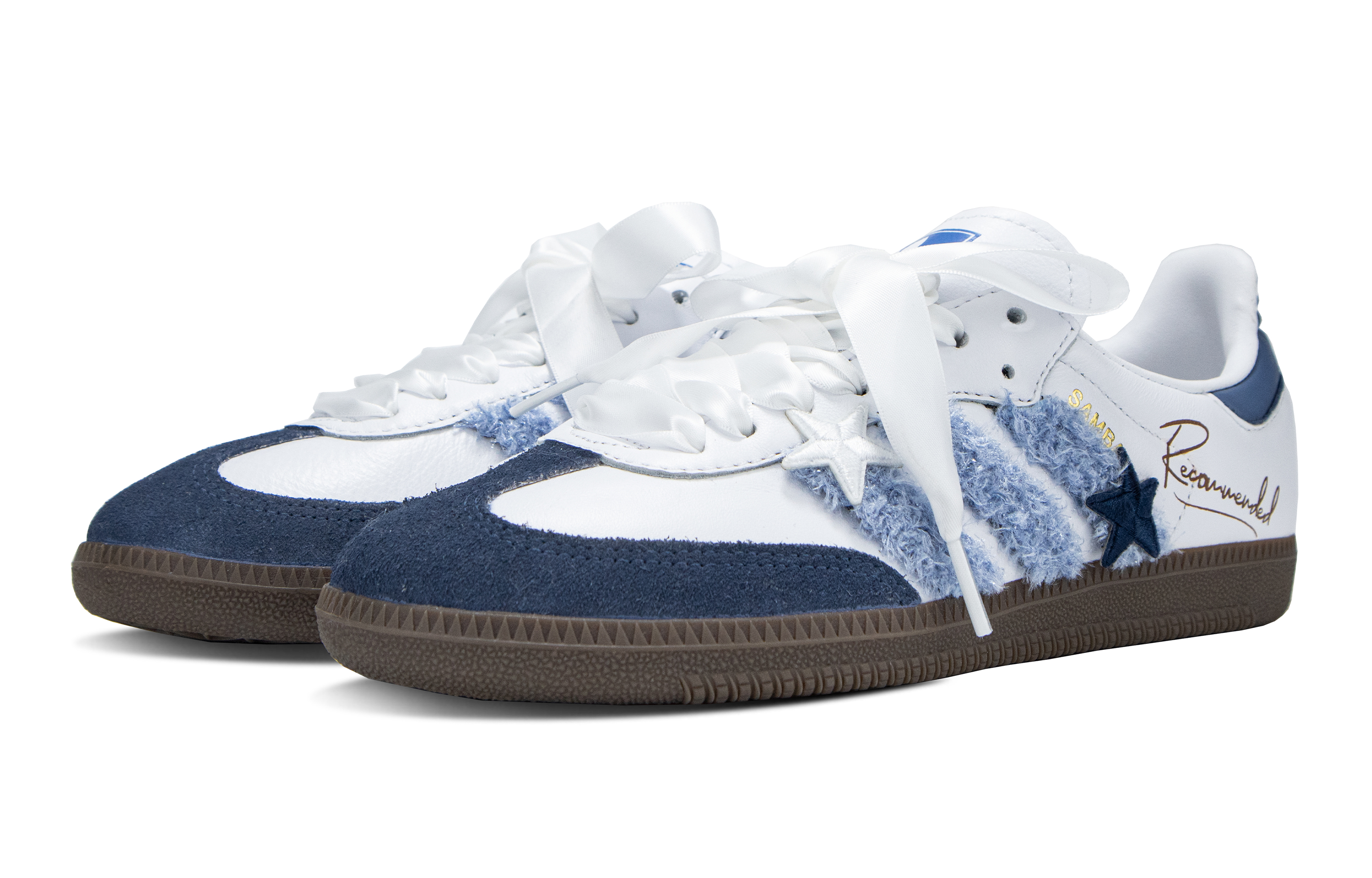 Shop 【訂製運動鞋】adidas originals Samba OG 海島星動 星星 清新 復古 低筒 板鞋 男女皆宜 白藍