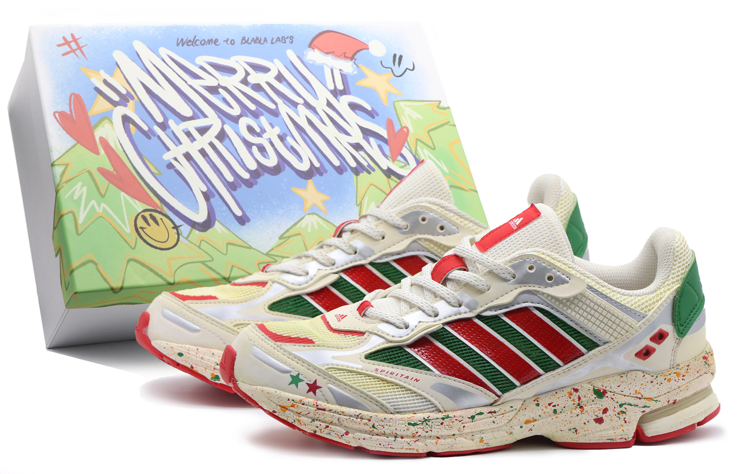 Buy [Sepatu Kustom] adidas Spiritain 2000 'Putih Merah Hijau' ID5412(Team57-男女款派对)