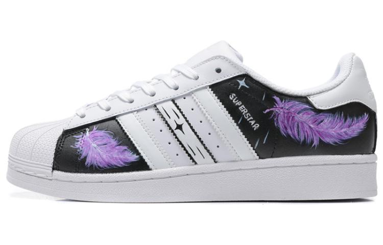 Shop 【定制球鞋】adidas originals 經典貝殼頭 星空 溫感可變色 黑白羽毛 低幫 板鞋 男女同款 黑白