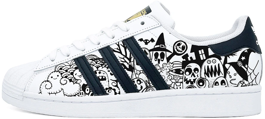 【訂製球鞋】adidas originals Superstar 貝殼頭 萬聖怪獸 低筒 板鞋 男女款 黑色 Order 【訂製球鞋】adidas originals Superstar 貝殼頭 萬聖怪獸 低筒 板鞋 男女款 黑色
