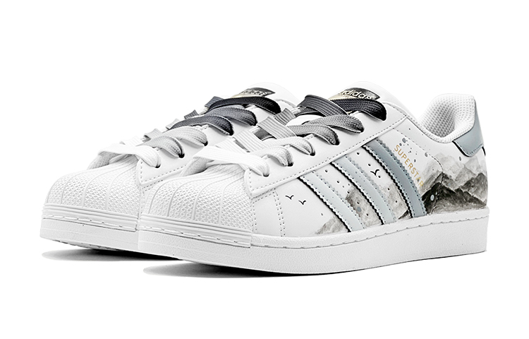 Lookbook [Sepatu Kustom] adidas Superstar Edisi Spesial Sekolah 'Pemandangan Tinta' EG4958(TeamS-水墨阿迪S-BOX)