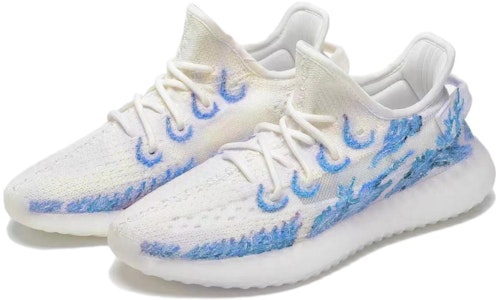 【定制球鞋】 adidas originals Yeezy boost 350 3D火力全開 防滑耐磨 低筒 運動休閒鞋 男女同款 藍白 Lookbook 【定制球鞋】 adidas originals Yeezy boost 350 3D火力全開 防滑耐磨 低筒 運動休閒鞋 男女同款 藍白