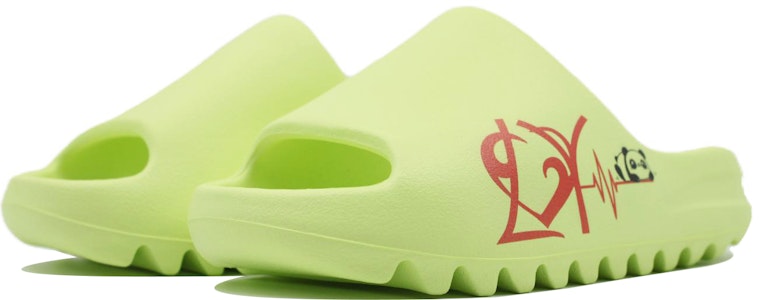 【訂製球鞋】adidas originals Yeezy Slide 球場藝術家 心動熊貓 心電圖 防滑耐磨舒適百搭 橡膠底一字拖鞋 男女同款 蘋果綠 Shop 【訂製球鞋】adidas originals Yeezy Slide 球場藝術家 心動熊貓 心電圖 防滑耐磨舒適百搭 橡膠底一字拖鞋 男女同款 蘋果綠