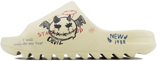 【定制鞋款】阿迪达斯Yeezy拖鞋‘卡通米色’ FZ5897(Team168-涂鸦) Buy 【定制鞋款】阿迪达斯Yeezy拖鞋‘卡通米色’ FZ5897(Team168-涂鸦)