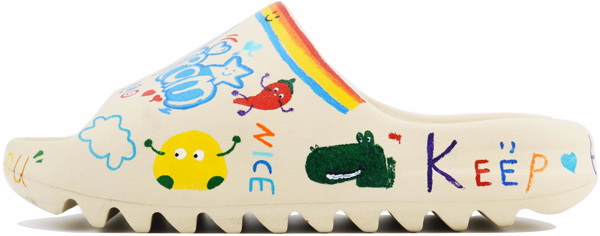 custom-shoes-adidas-yeezy-slide-custom-hand-painted-cream-fz-5897-team168-sunny