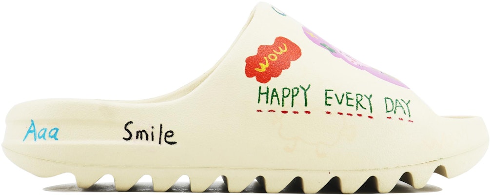 【訂製球鞋】adidas originals Yeezy Slide 歡樂鬼 SDS 手繪卡通 休閒出街 EVA 防滑人字拖 鞋 男女同款 米色 Lookbook 【訂製球鞋】adidas originals Yeezy Slide 歡樂鬼 SDS 手繪卡通 休閒出街 EVA 防滑人字拖 鞋 男女同款 米色