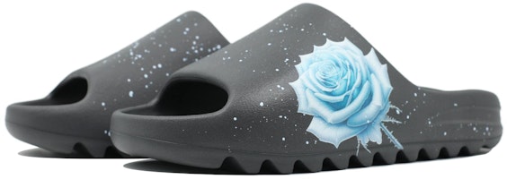 【訂製球鞋】 adidas originals Yeezy Slide 球場藝術家 冰雪玫瑰 潑墨 經典百搭一字拖鞋 男女款 深灰 Shop 【訂製球鞋】 adidas originals Yeezy Slide 球場藝術家 冰雪玫瑰 潑墨 經典百搭一字拖鞋 男女款 深灰