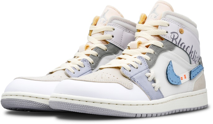 【訂製球鞋】Jordan Air Jordan 1 危機遊樂園 未來感特殊鞋盒 貼皮 鋅釘 高筒 復古籃球鞋 男款 灰藍 Lookbook 【訂製球鞋】Jordan Air Jordan 1 危機遊樂園 未來感特殊鞋盒 貼皮 鋅釘 高筒 復古籃球鞋 男款 灰藍