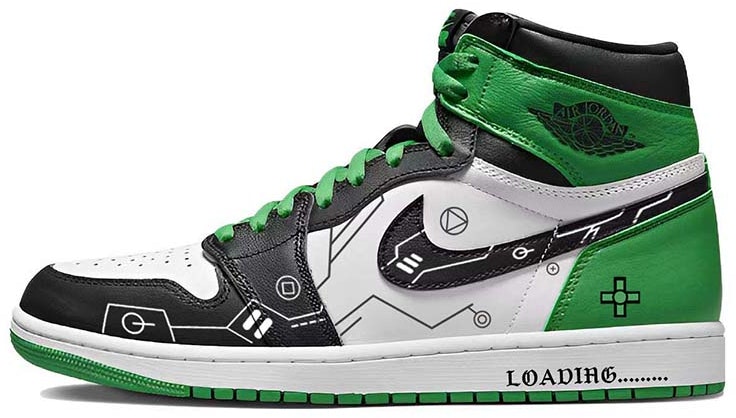 custom-shoes-air-jordan-1-tech-blueprint-white-green-black