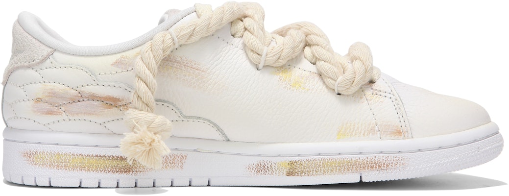 【定制球鞋】Jordan Air Jordan 1 Centre Court “White on White” 熱浪 灼燒做舊 划痕 麻繩 低幫 復古籃球鞋 男女同款 米色 Order 【定制球鞋】Jordan Air Jordan 1 Centre Court “White on White” 熱浪 灼燒做舊 划痕 麻繩 低幫 復古籃球鞋 男女同款 米色