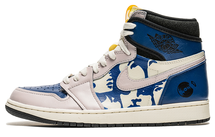 Buy [Sepatu Kustom] Air Jordan 1 Tinggi 'Seni Abstrak Biru Ungu' 555088-118(TeamB-男女款海报蓝紫)