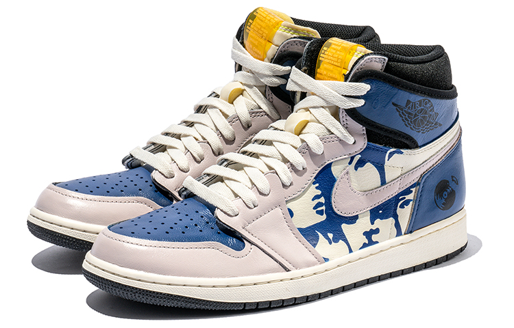 Lookbook [Sepatu Kustom] Air Jordan 1 Tinggi 'Seni Abstrak Biru Ungu' 555088-118(TeamB-男女款海报蓝紫)