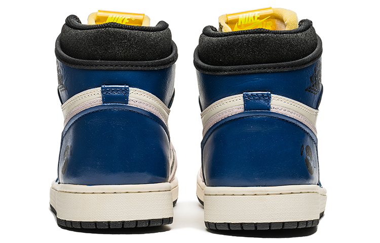 Shop [Sepatu Kustom] Air Jordan 1 Tinggi 'Seni Abstrak Biru Ungu' 555088-118(TeamB-男女款海报蓝紫)