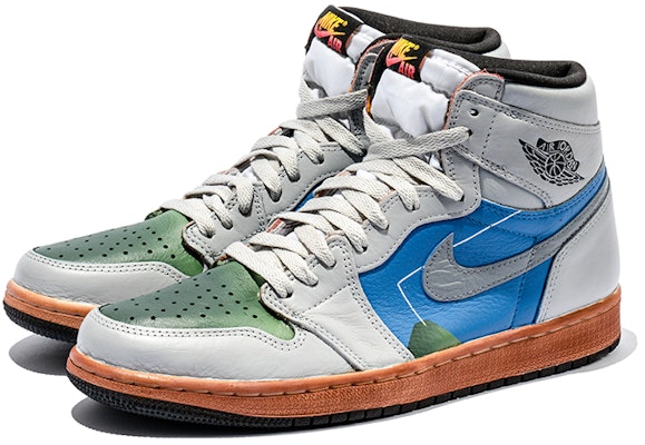 【定制球鞋】喬丹 Air Jordan 1 High 野鶴製造 藝術抽象主題 復古風 做舊鞋底 高筒 復古籃球鞋 男女同款 灰藍綠 Lookbook 【定制球鞋】喬丹 Air Jordan 1 High 野鶴製造 藝術抽象主題 復古風 做舊鞋底 高筒 復古籃球鞋 男女同款 灰藍綠