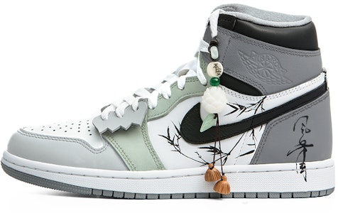 【定制球鞋】Jordan Air Jordan 1 竹之風骨 塗鴉 簡約 國風 新中式 復古 高幫 籃球鞋 男女同款 白灰 Order 【定制球鞋】Jordan Air Jordan 1 竹之風骨 塗鴉 簡約 國風 新中式 復古 高幫 籃球鞋 男女同款 白灰