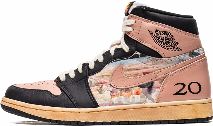 custom-shoes-air-jordan-1-high-black-pink-abstract-art