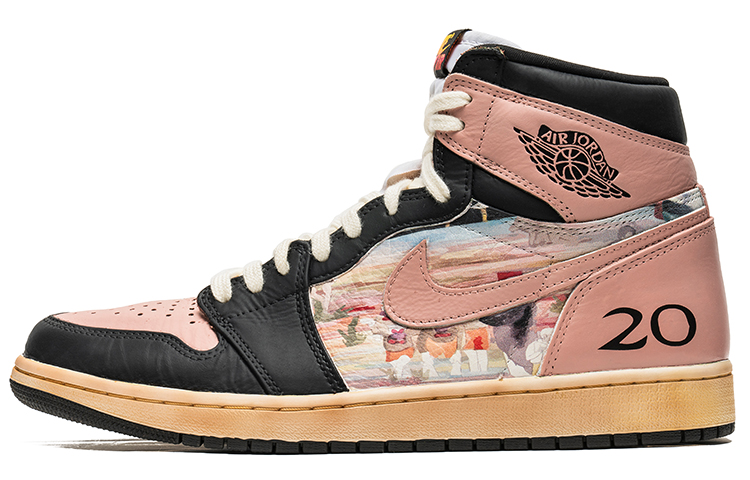 Buy Zapatillas Personalizadas Air Jordan 1 High 'Arte Abstracto Rosa Negro' 555088-603(TeamB-男女款专辑黑粉)