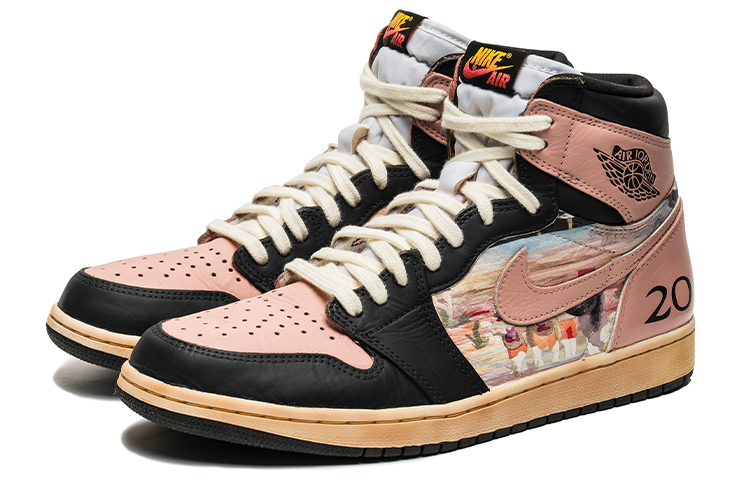 Lookbook Zapatillas Personalizadas Air Jordan 1 High 'Arte Abstracto Rosa Negro' 555088-603(TeamB-男女款专辑黑粉)