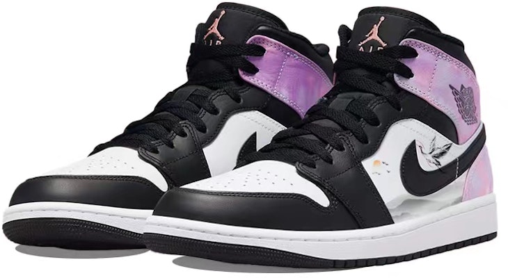 【定制球鞋】Jordan Air Jordan 1 新中式 國風古色 仙鶴松山 扎染 高幫 復古籃球鞋 男款 黑白粉 Lookbook 【定制球鞋】Jordan Air Jordan 1 新中式 國風古色 仙鶴松山 扎染 高幫 復古籃球鞋 男款 黑白粉