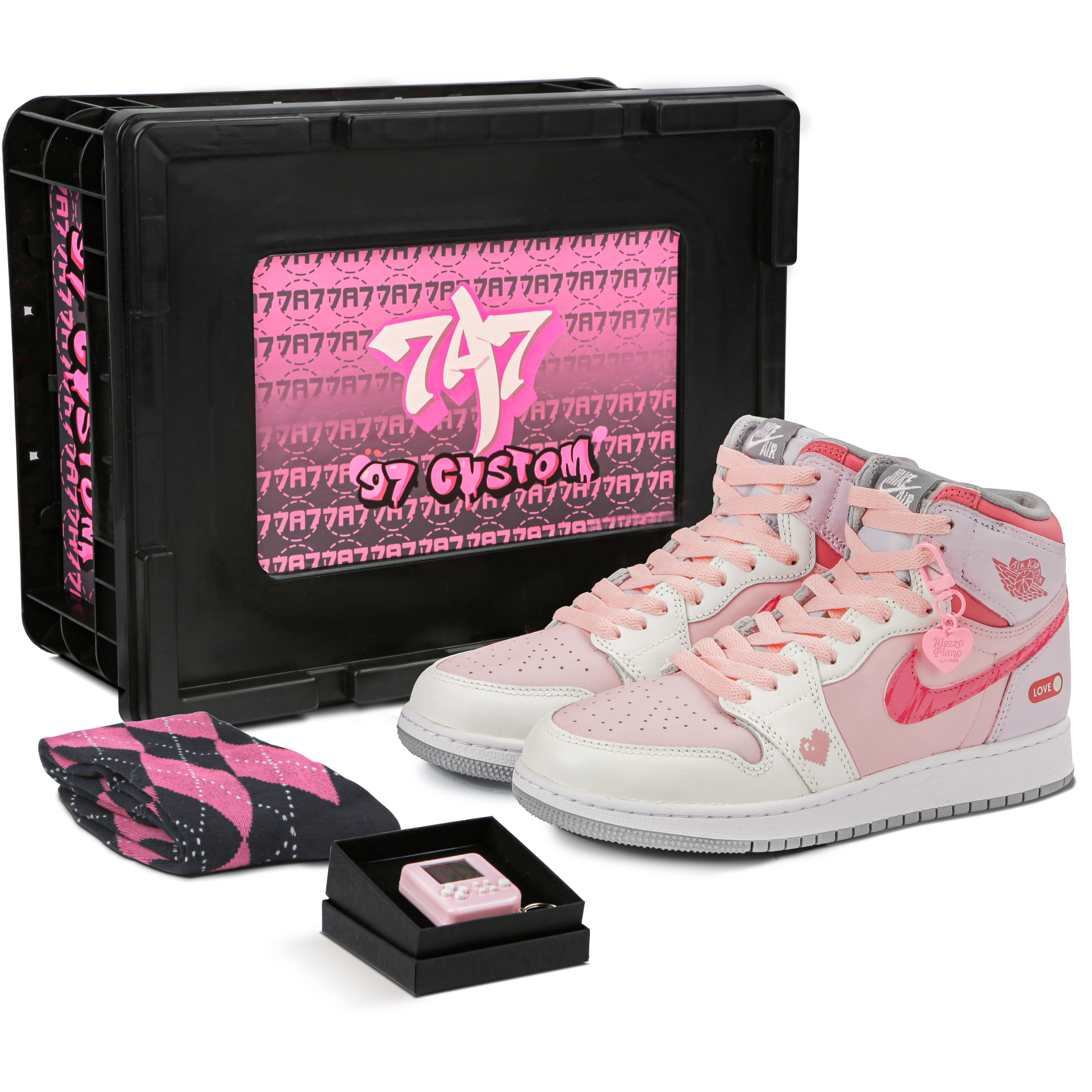 [Custom Shoes] Air Jordan 1 High 'Cyber Neon Pink Mood'