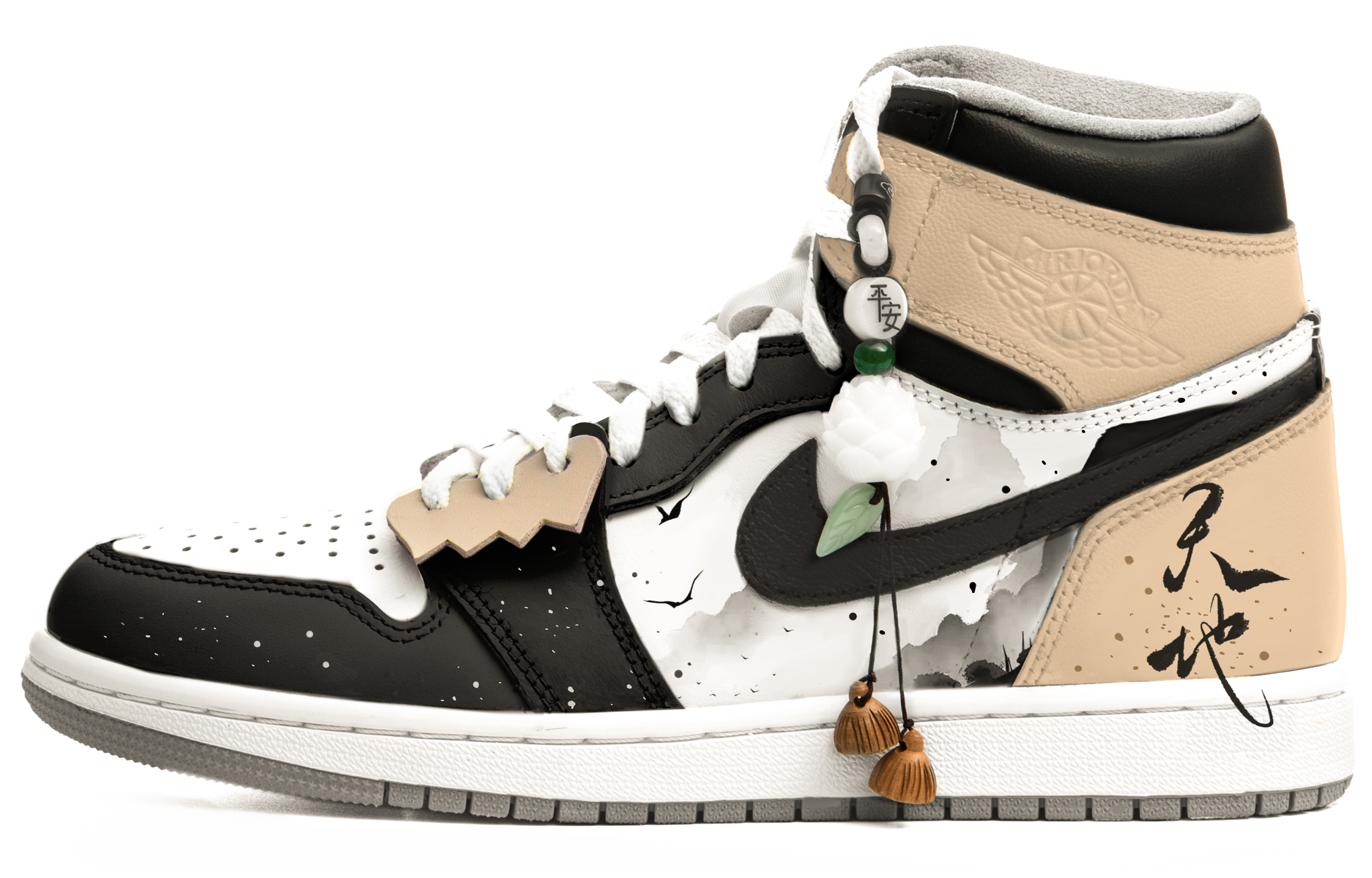 Buy 커스텀 에어 조던 1 하이 '카키 블랙 그래피티' 555088-037（Team63-浮游天地）